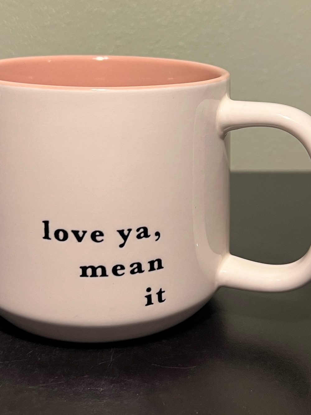 Threshold Target Love Ya Mean It Pink White Stoneware Mug Cup 15oz